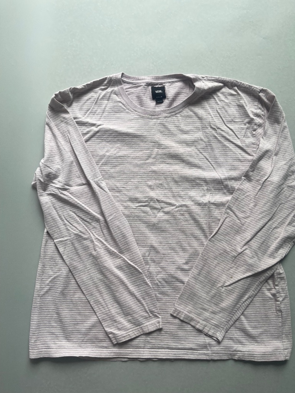 Vans Men’s XXL Long Sleeve T-Shirt Gray White Striped Crew Neck Casual